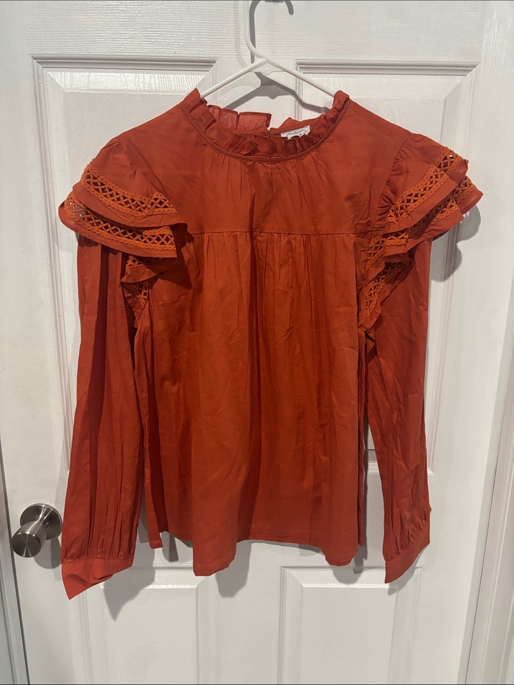 Mud Pie Rust Ruffle Sleeve Blouse